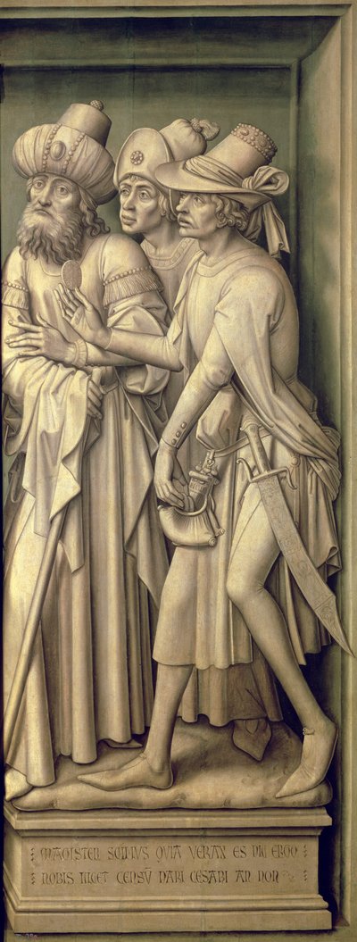 Tre farisei con la moneta di Cesare, dal Trittico della Redenzione da Rogier van der Weyden